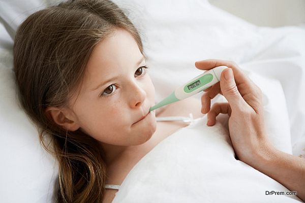 girl suffering from fever