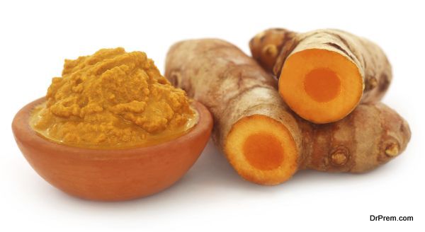 Turmeric over white background