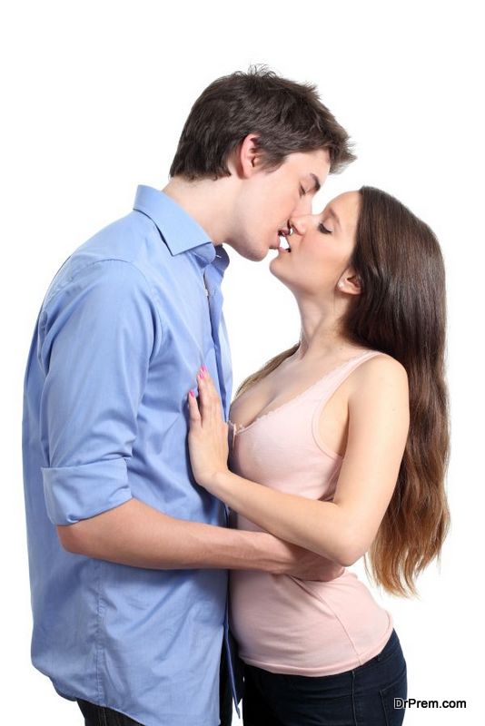 Couple kissing with passion