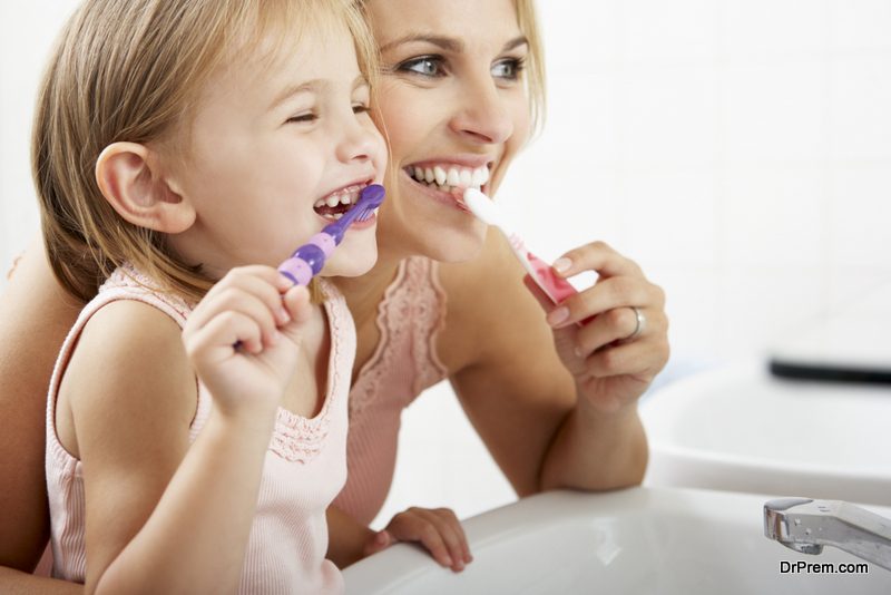 kid brushing teeth