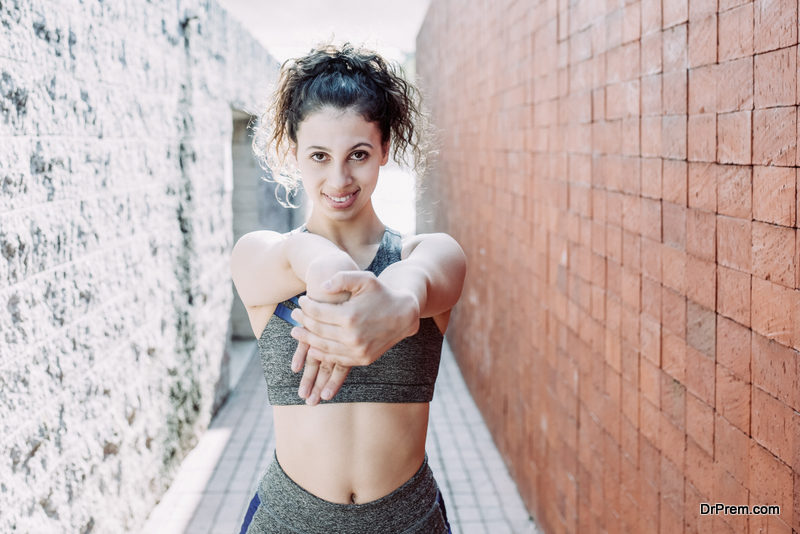 Elbows touching and palm pressing