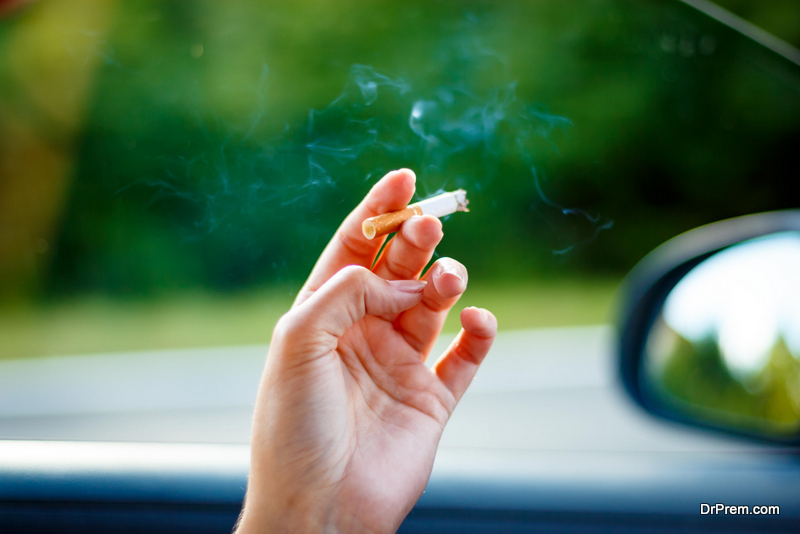 Woman smoking a cigarette