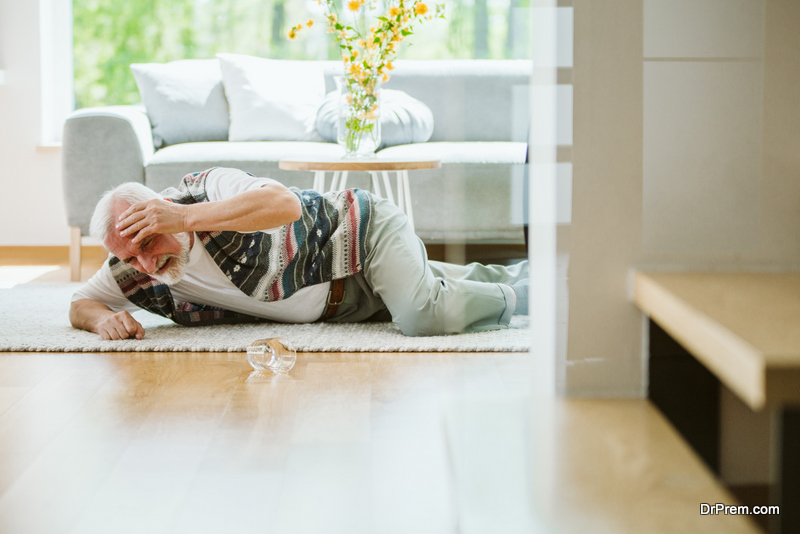 Elder man falling on the floor